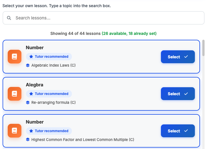 Daily lesson snapshot